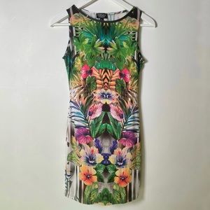 Topshop Sleeveless Mini Dress with Tropical Print